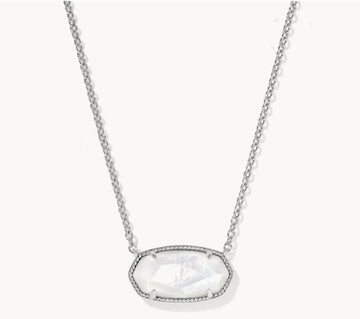 KENDRA SCOTT- Elisa Rhodium Statement Pendant Necklace in Ivory Mother of Pearl